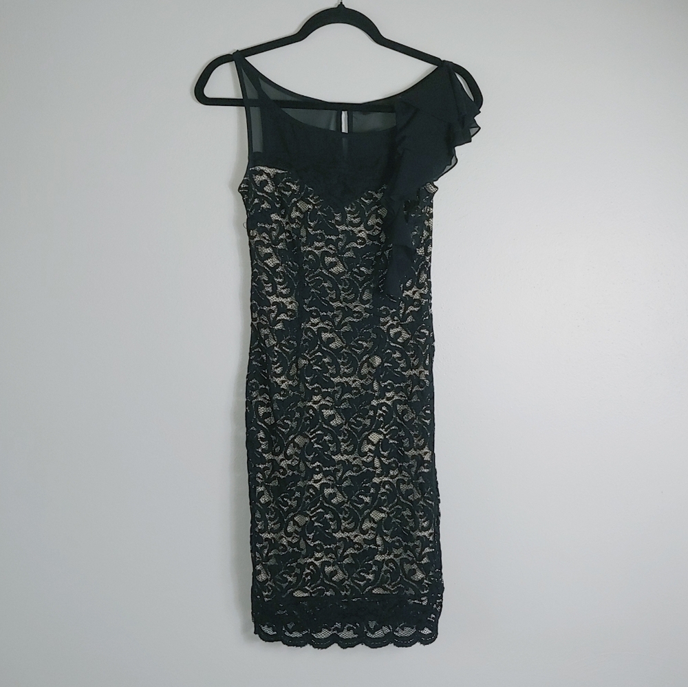 XS The Limited Black Lace Pencil Sheath Dress